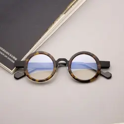 High Diopter Full Rim Metal Acetate Optical Frame Prescription Round Spectacle Myopia Stylish Vintage Eye Glasses 40mm Wide