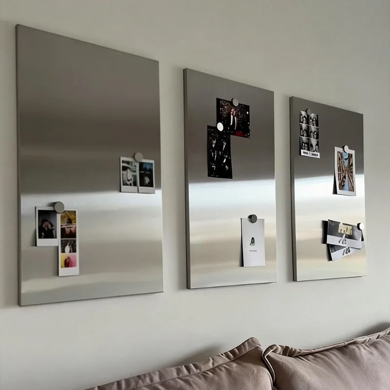 Stainless Steel Magnetic Frameless Wall Art Modern Minimalist Living Room Decor Photo Display Poster Holder Cover Switch Board