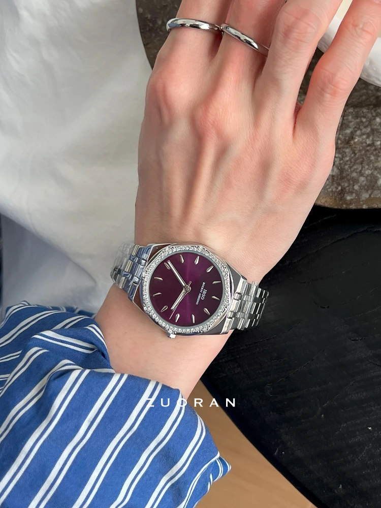 Silver purple large dial exquisite fashion high-end ladies chain watch temperament women's watch ladies gift original gift - Image 4