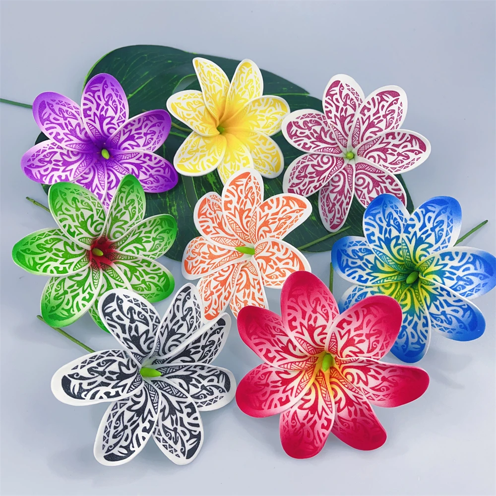 8pcs Polynesia Culture Style Foam Tiare Flower Hair Pick Tahiti Gardenia Ear Flower Hawaiian Hula Wedding Party Hair Accessories