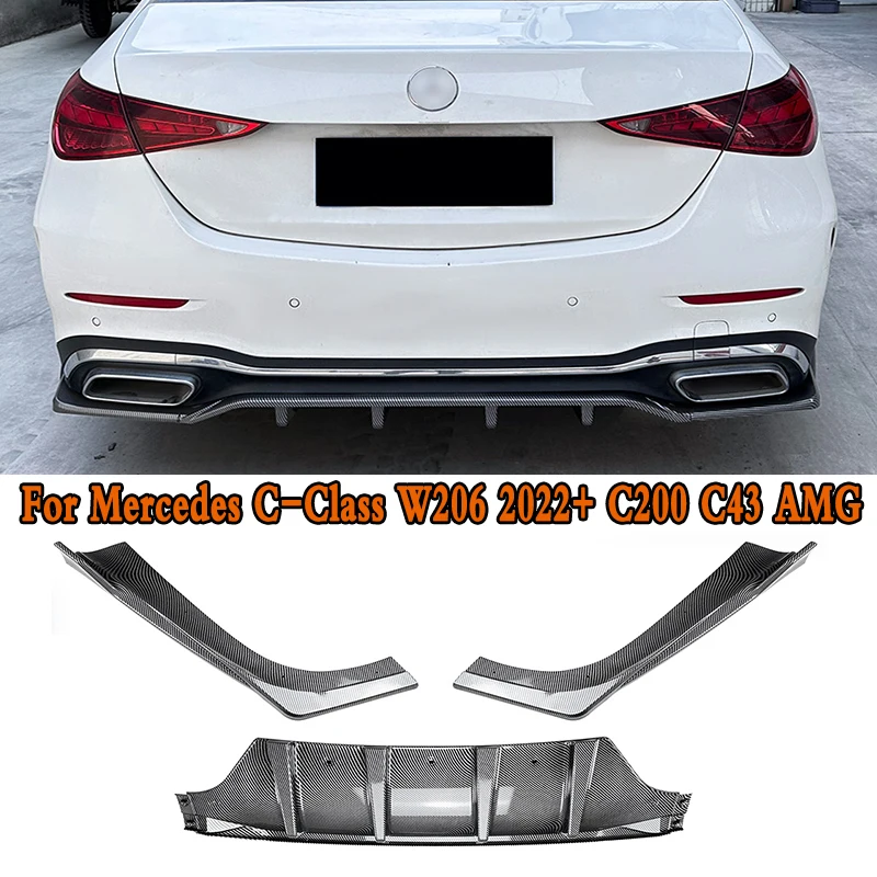 For Mercedes Benz C-Class W206 2022+ C200 C43 AMG Rear Bumper Lip Diffuser Spoiler Splitter Protector Car Styling Auto Accessory