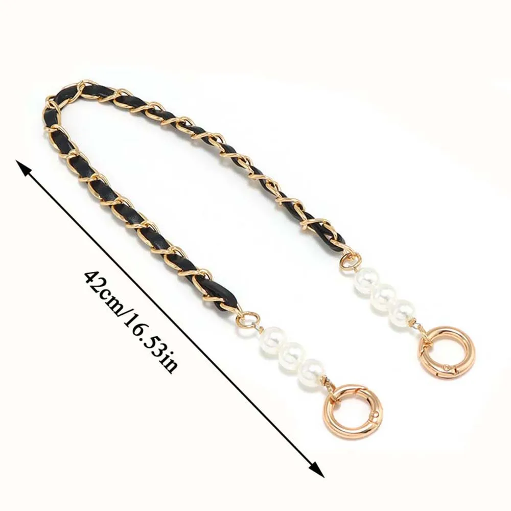 Metal Pearl Chain Strap For Bag Mobile Phone Chain 42cm Imitation Pearl Short Chain Wrist Strap Bag Chain Bag Belt For Handbag