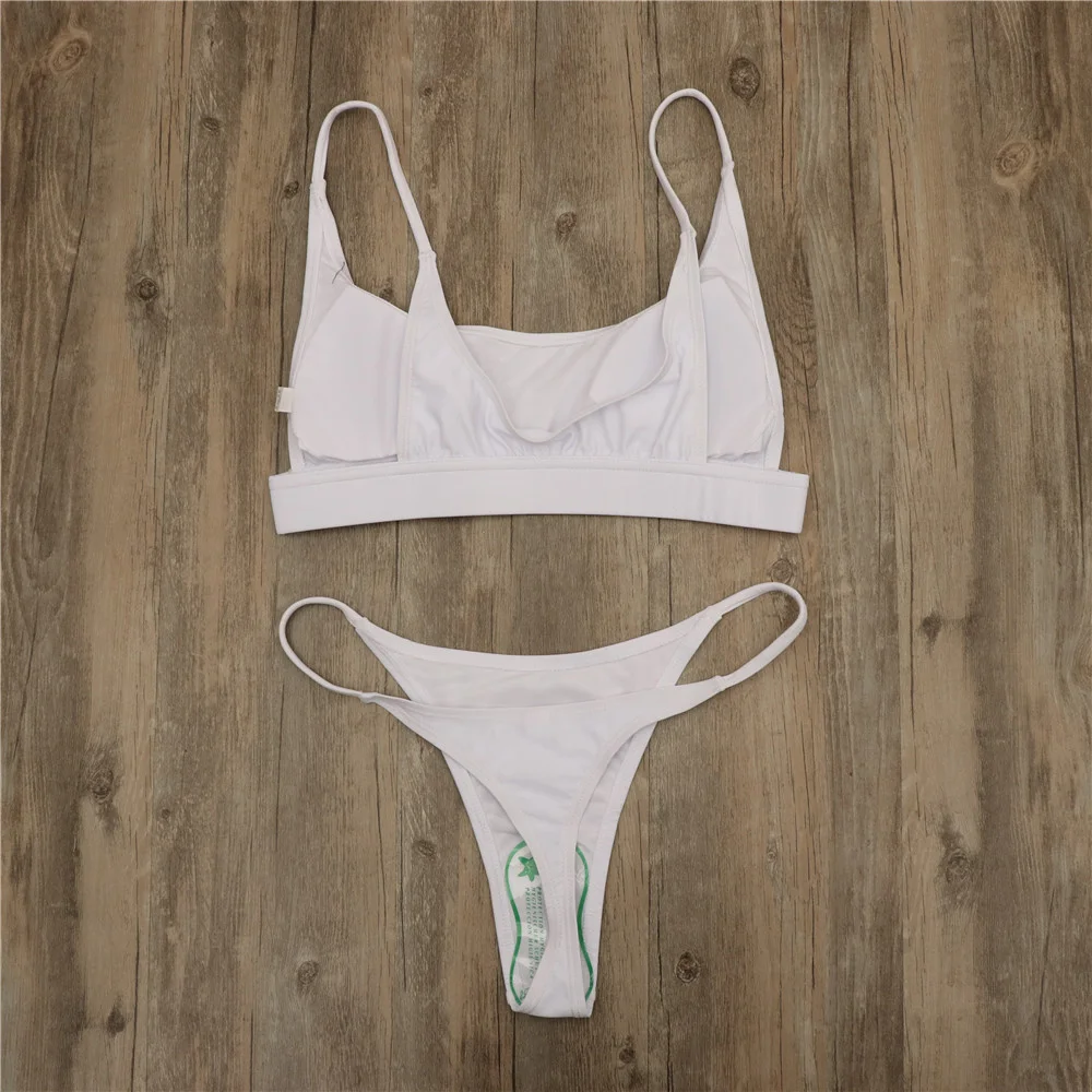 bikini bianco vintage Costume da bagno tankini con fionda estrema Costume da bagno per le vacanze Costume da bagno Donna Tanga nuoto Spiaggia Set da 2 pezzi
