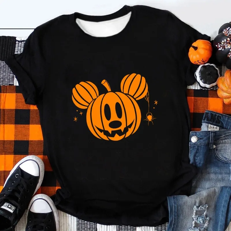 

2025 Halloween Pumpkin Girl's Latest Parent-child 3D Printed T-shirt, Casual Lightweight Sports Daily T-shirt