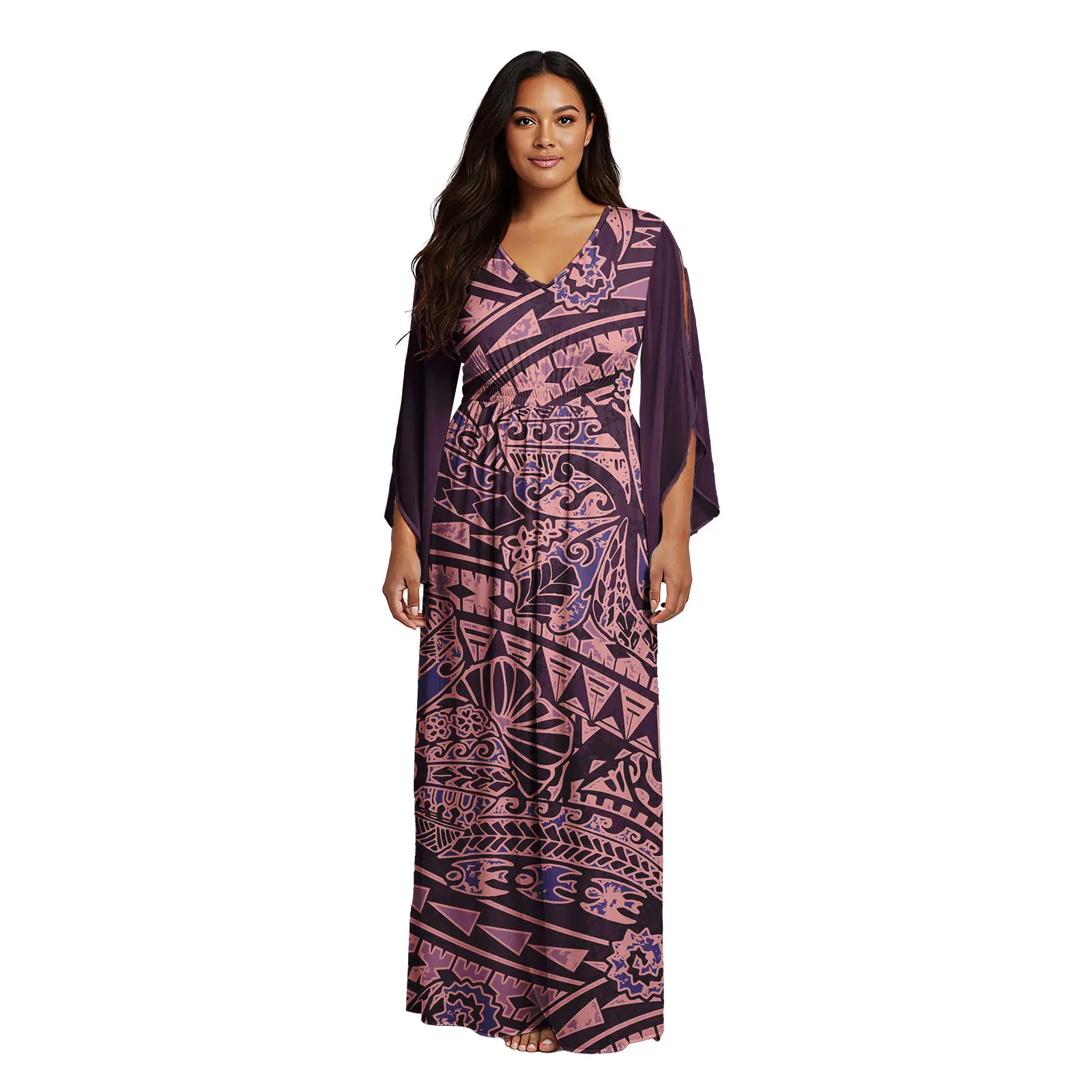 أحدث فستان نسائي برقبة على شكل حرف V مخصص مثير ثوب مسائي بولينيزيا ساموا القبلية تصميم فستان كاجوال #4