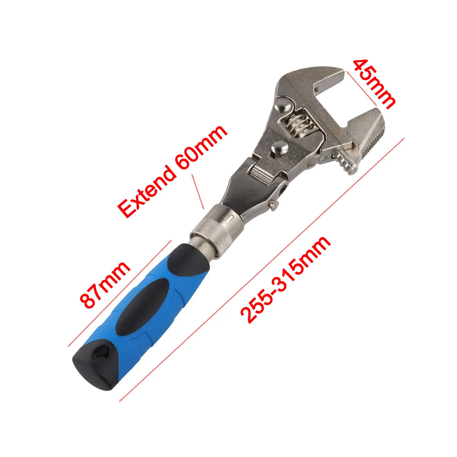 Multifunctional 5in1 Retractable Adjustable Wrench with Folding Swivel Head for Plumbing Electrical and Air Conditioning Work