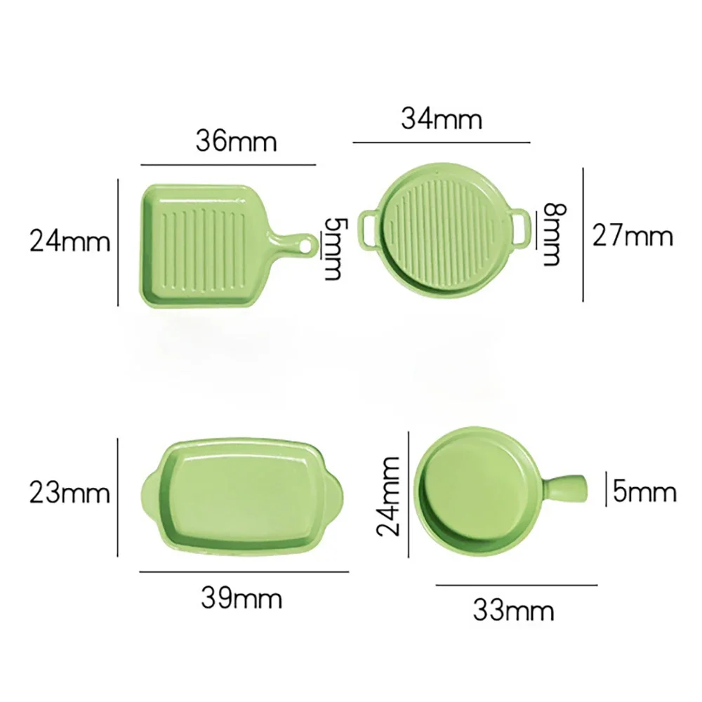 4Pcs 1/12 인형 집 미니어처 액세서리 미니 합금 음식 접시 모델 시뮬레이션 저녁 식사 접시 장난감 인형 집 장식