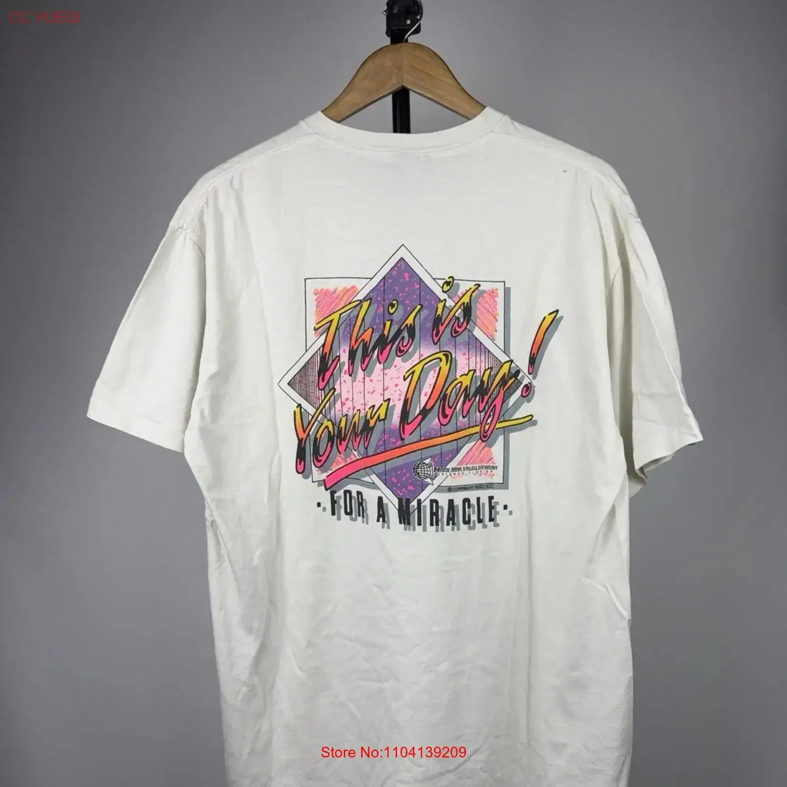 Vintage Retro 90s Christian Miracle T Shirt Benny Hinn Men s L Size vintage Washed Casual streetwear Unisex Stretched