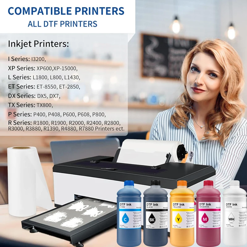 1000ML DTF Ink Direct Transfer Film Ink For Epson I3200 P800 L1800 1390 L800 L805 1430 3880 printer PET Film view 3
