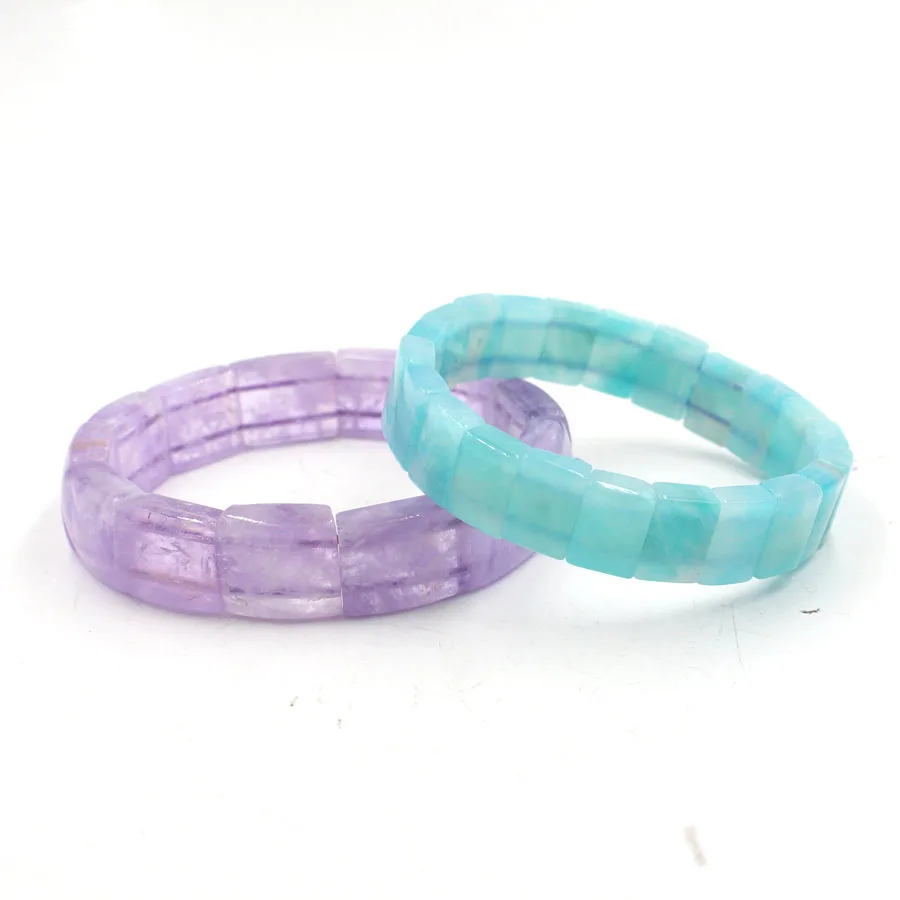 Retail Amazonite Amethyst Bracelets Natural Stone Crystal Bangles Charms Bracelet Accessories Popular Jewelry