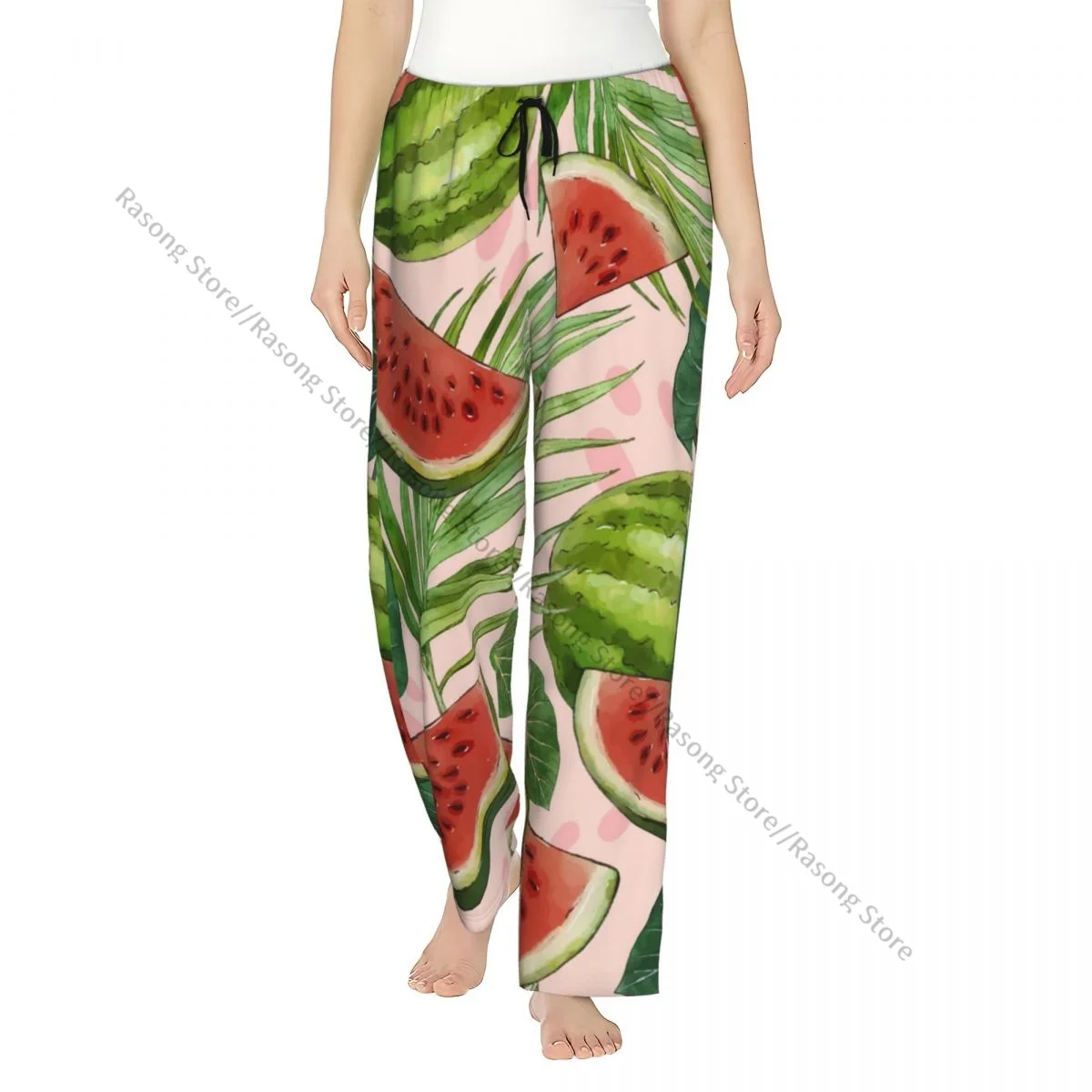 

Warm Women Pajama Pants Summer Tropical Leaves Flannel Sleep Bottoms Soft Fleece Loungewear