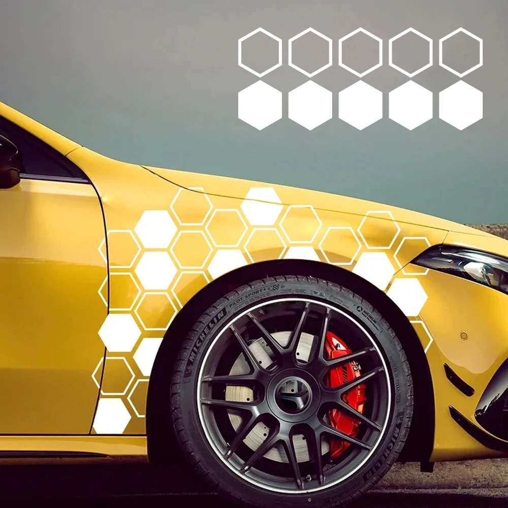 

10PCS Honeycomb Car Stickers Vinyl Hive Style DIY Decals Auto Tuning Accessories For Car Side Door Window Bumper Fit All Models