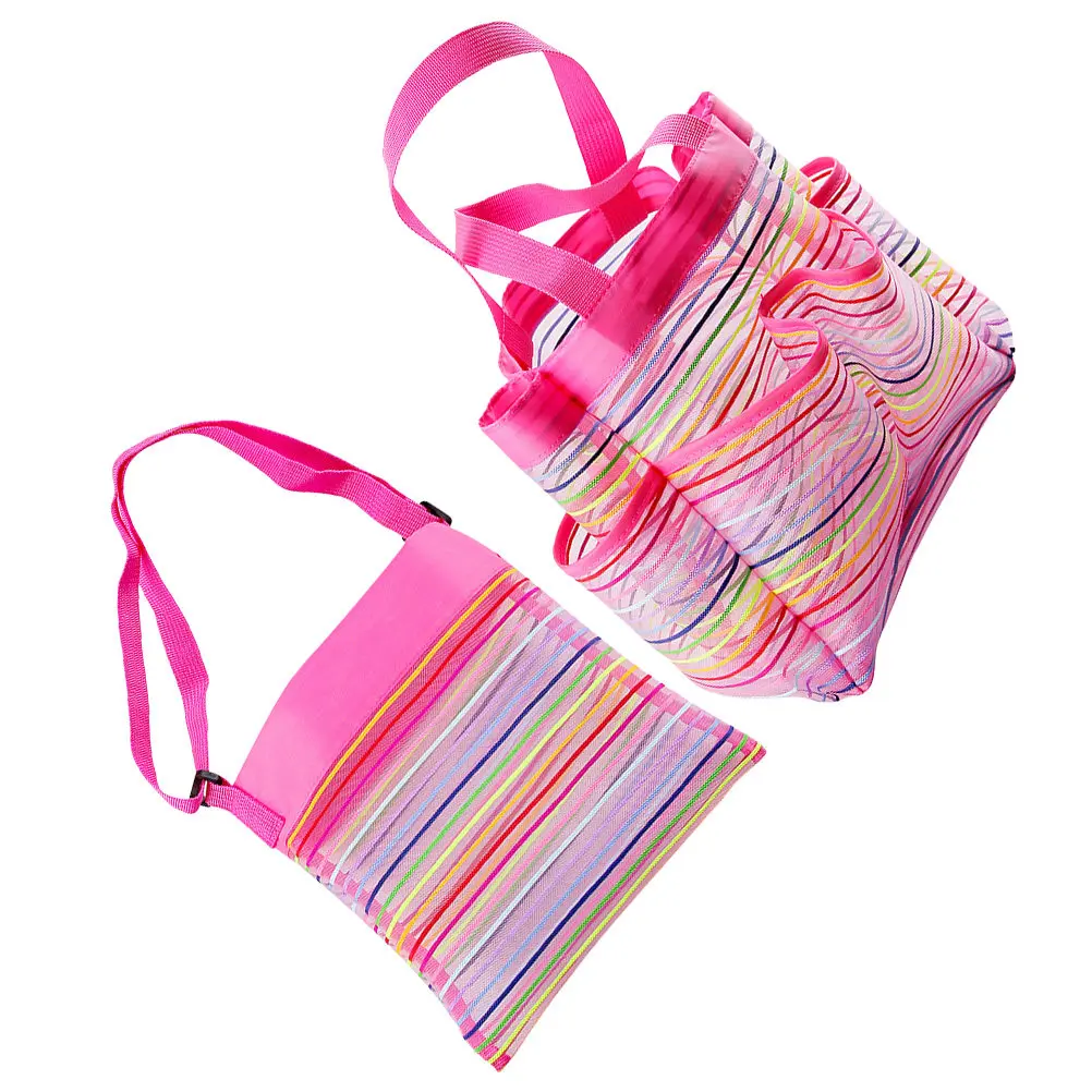 

2Pcs Colorful Mesh Beach Bags Shell Storage Pouches Kids Portable Organizer Travel Breathable Storage Bags Travel Toys Bag