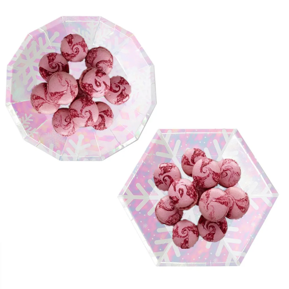 

16 PCS Laser Snowflake Meal Plate Paper Plates Food Tray Water Proof Cake Circle Base