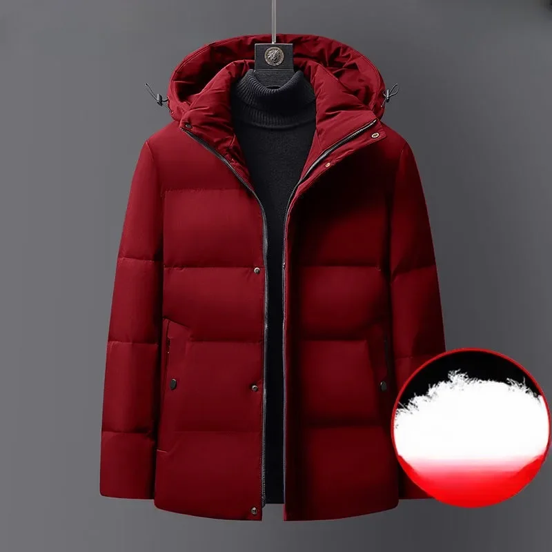 Winter Coat Short Loose Leisure Parkas Thicken Warm Middle Age Outwear New Men Down Jacket Detachable Hooded Overcoat