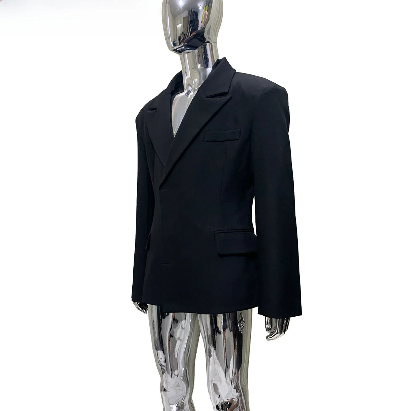 Nerazzurri Men's Casual Black Suit Jacket  Silhouette Waist-Cinching Fashionable Urban Style Standard Fit Business Ca...