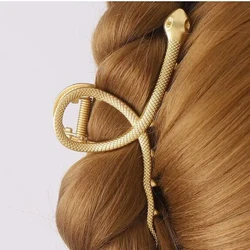 New Golden Cross Snake Shaped Hair Claw Clip for Women Commuting Simple Fashion Temperamental Geometric Alloy Shark Clip