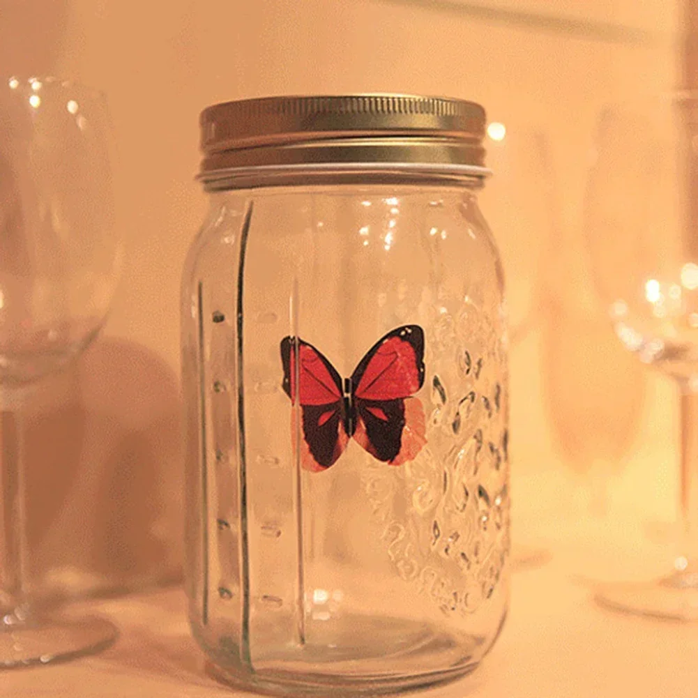 Magic Flying Butterfly Jar LED Lamp Glass Mason Jar Simulation Animated Butterfly Fly Insect Collecting Bottle Home Decor