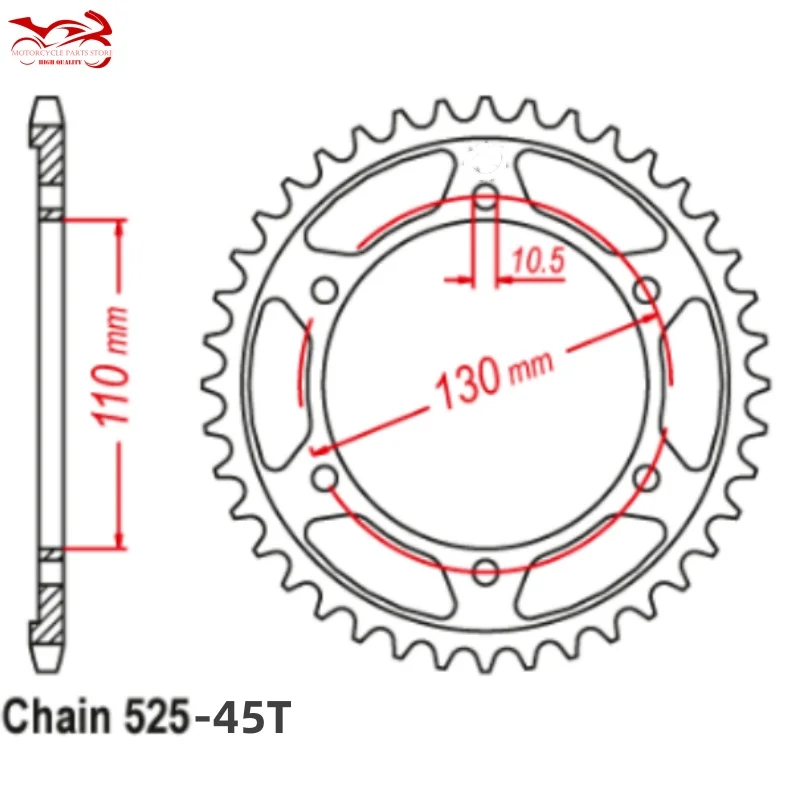 525 16T 45T Sprocket for Yamaha 700Tenere FZ/MT-07-09-10 YZF-R7 FJ-09 Tracer 700 MTM XSR 700 900 890 MTT 850 YZF/XTZ/MTT 690 ABS