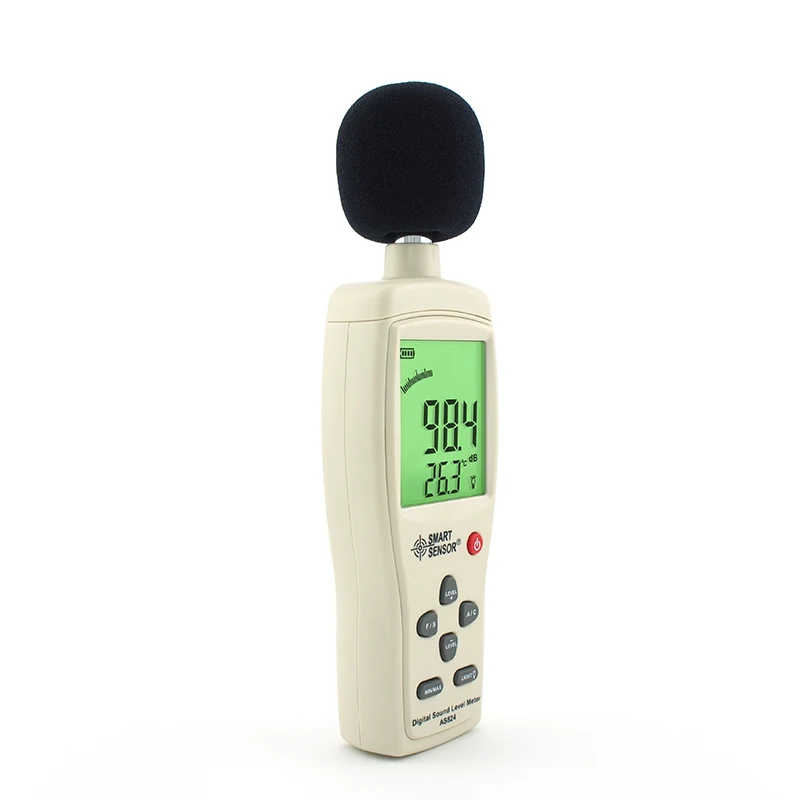 

Hot Sale Smart Sensor AS824 Digital Sound Noise Level Meter Decibel Meter 30~130dBA 35~135dBC Sound Pressure Level Tester