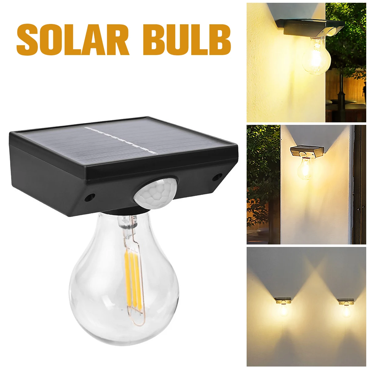 

Solar LED Light Bulb Lantern Motion Sensor Wall Light Outdoor Waterproof Porch Light Wireless Solar Sconce Light for Garden