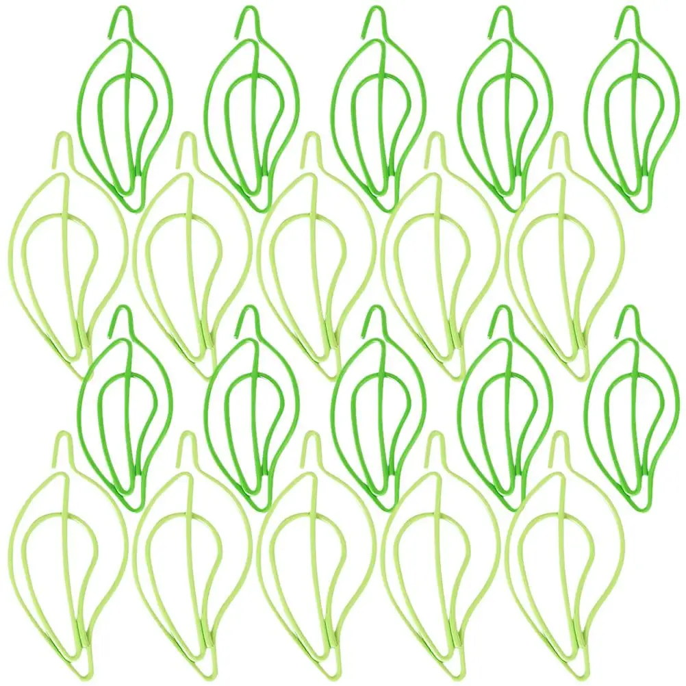 30pcs Leaf Creative Small Paper Clips Paper Clips Document Binder Small Office Supplies Green Color