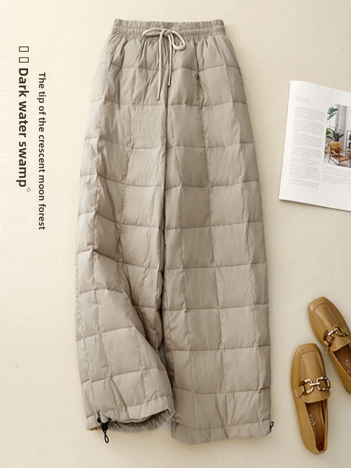 

Женские легкие утепленные хлопковые брюки с высокой талией, прямые широкие штаны, осенне-зимняя верхняя одежда