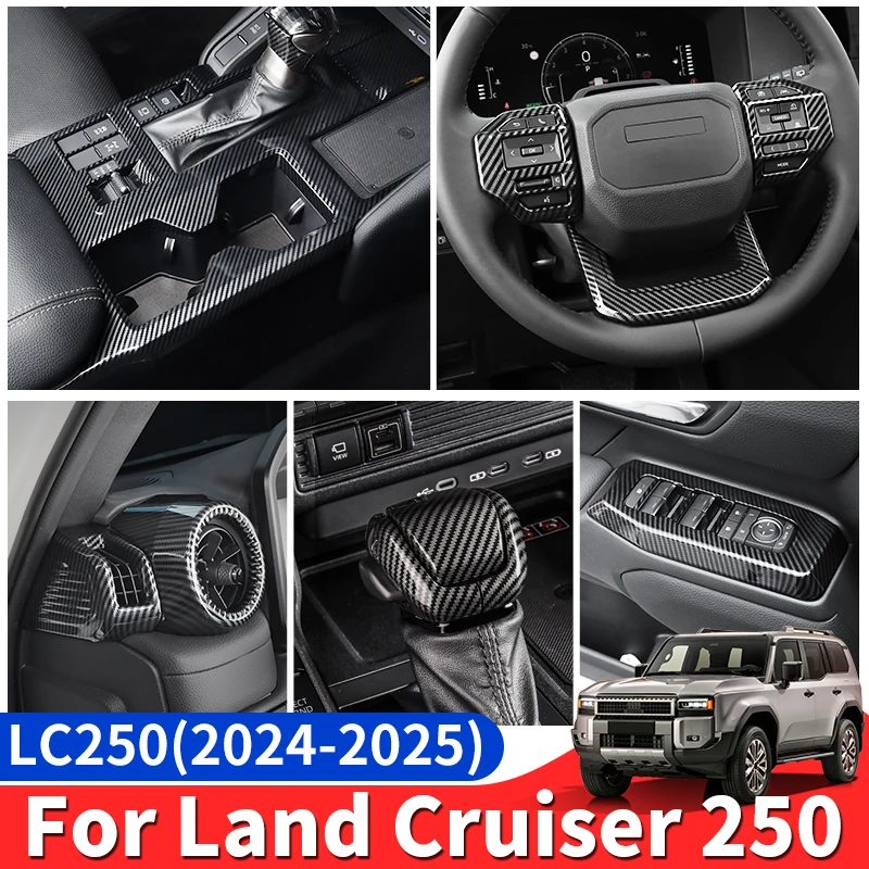 

Для Toyota Land Cruiser Prado LC250 2024 2025 j250 250, аксессуары для интерьера из углеродного волокна, обновленный комплект защиты для украшения