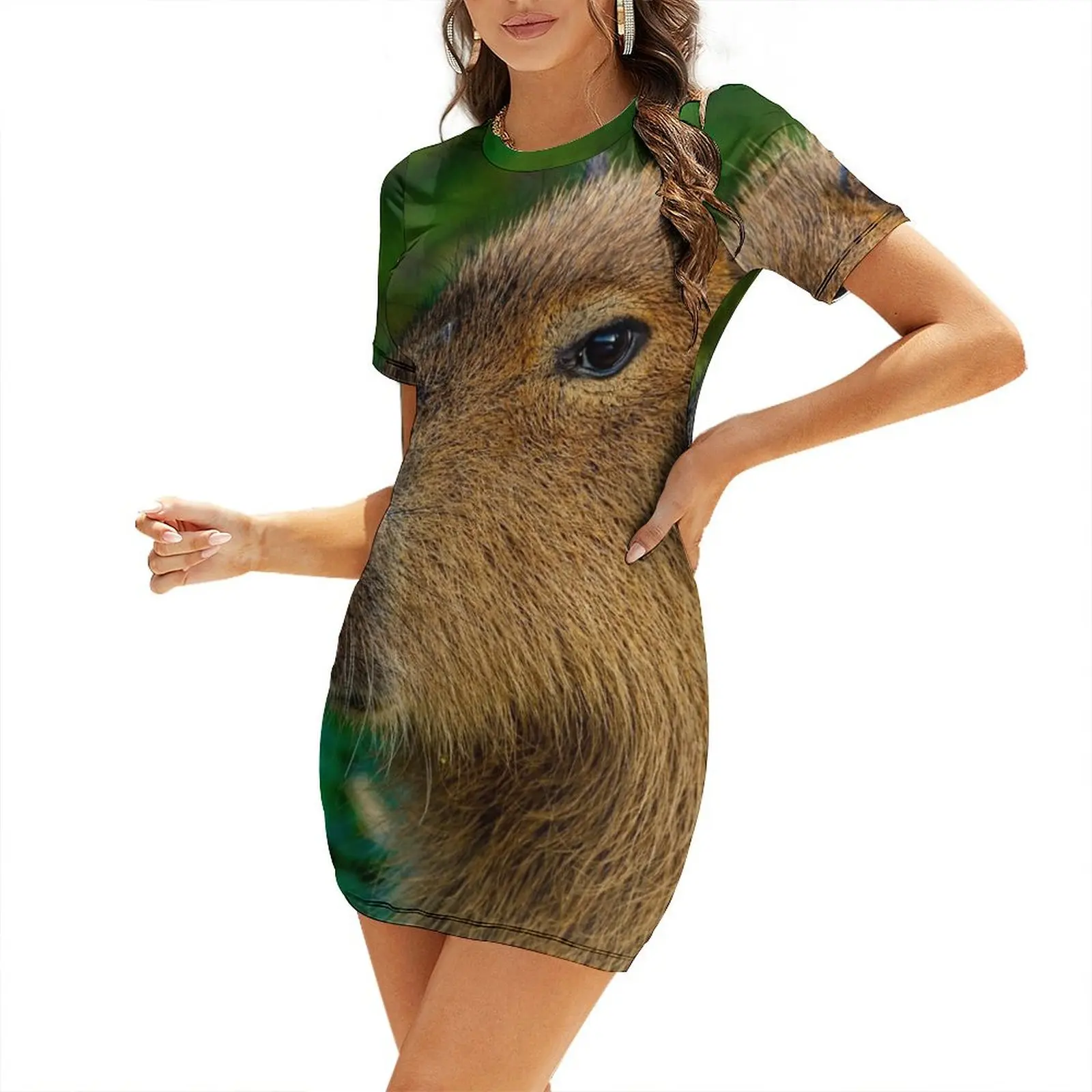 

Capybara deep in thought Short Sleeved Dress dresses for prom dresses for special events Women's summer dresses