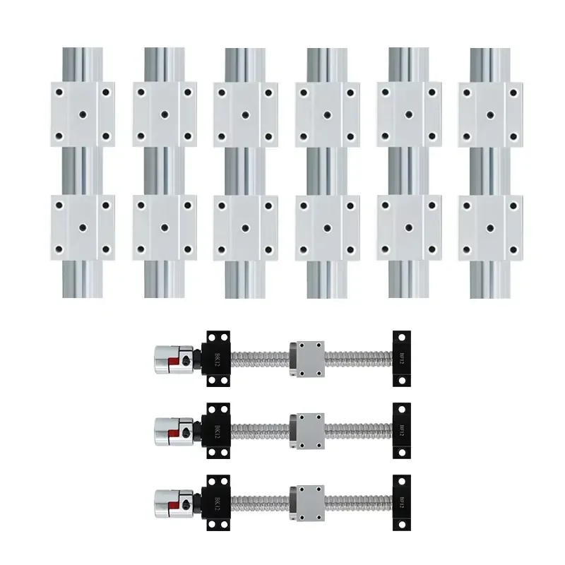 HLTNC Three Linear Guide Rail SBR16-400/800/1550mm Sets +3 Ball Screw RM1605+3BK/BF12 +3 Nut Housing +3 XB Couplers for CNC