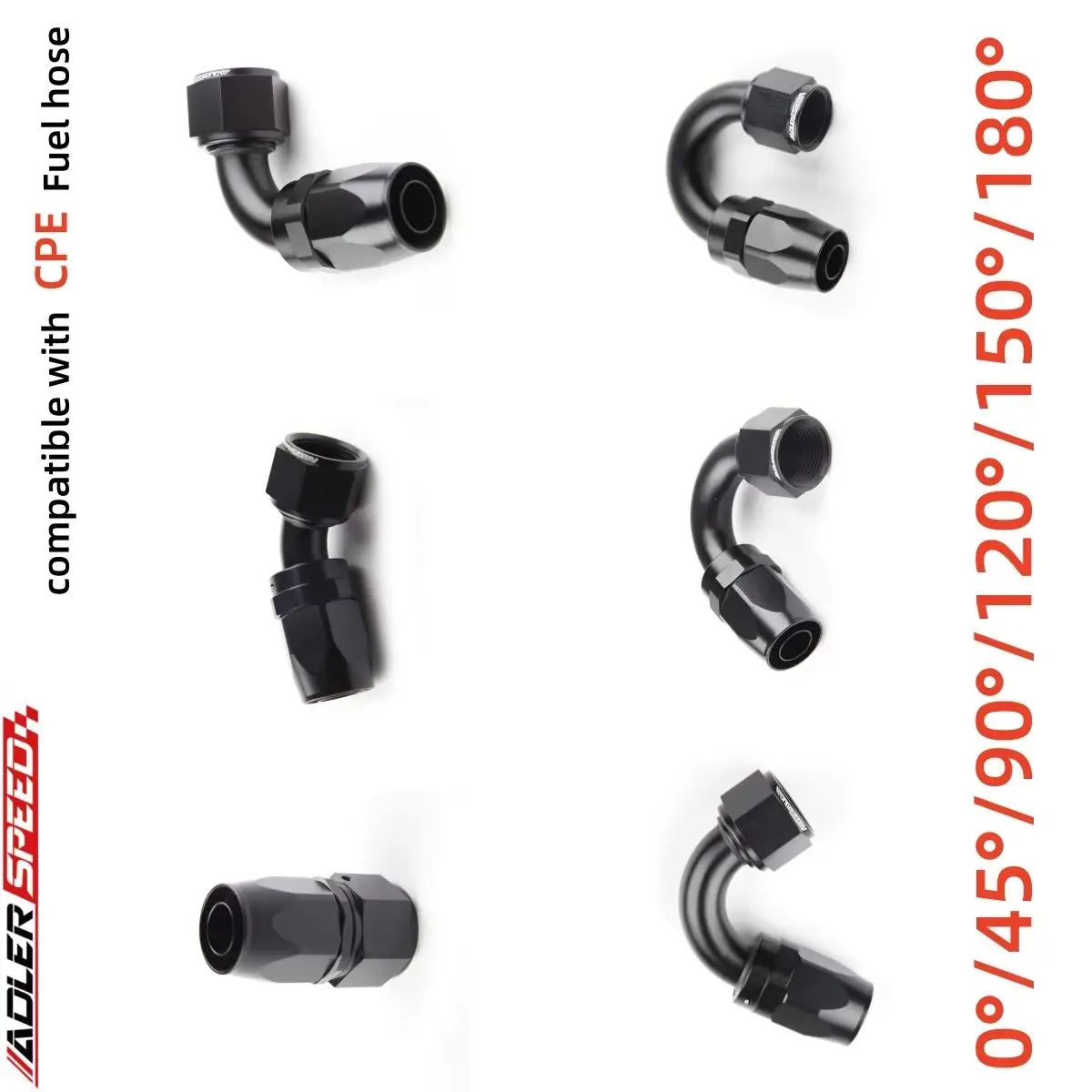 

CPE Swivel Hose End Fitting Adapter AN16 16ANStraight 0°/45°/90°/120°/150°/180° Degree CPE Oil Fuel Line NPT PLUG Aluminum Black