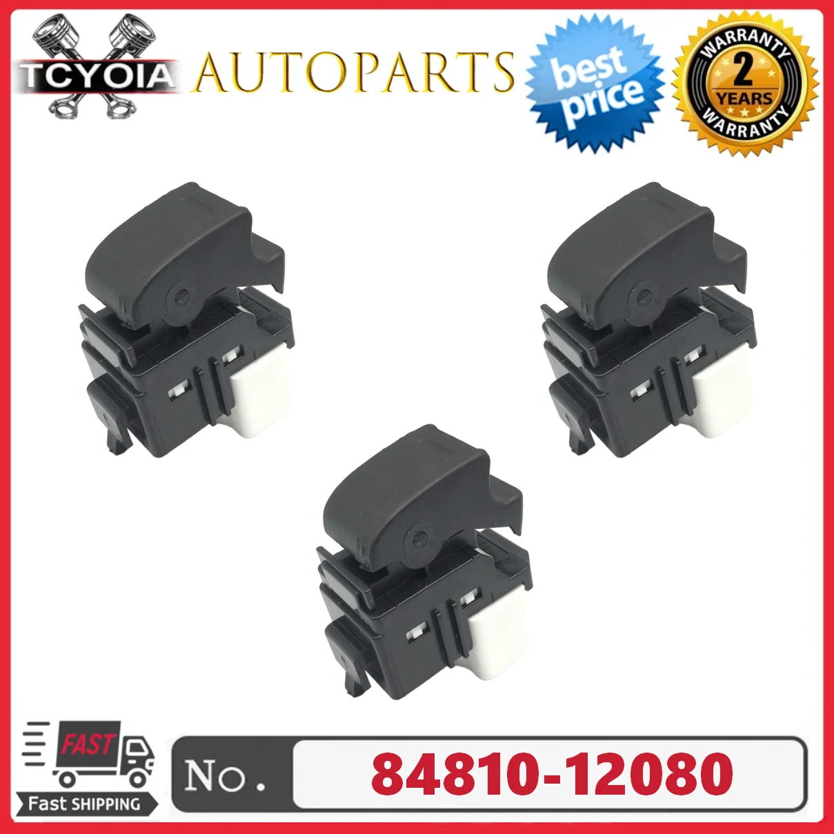 3pcs 84810-12080 for Toyota 4 Runner Avalon Camry Corolla FJ Cruiser Matrix Rav4 Power Window Switch Passenger Side 8481012080
