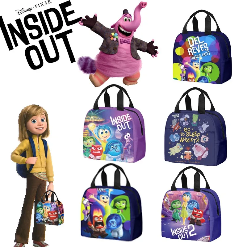 

Disney Inside Out 2 Cartoon Lunch Bags Animation 3D Digital Printing Large Capacity Storage Thermal Bags Kids Portable Lunch Bag