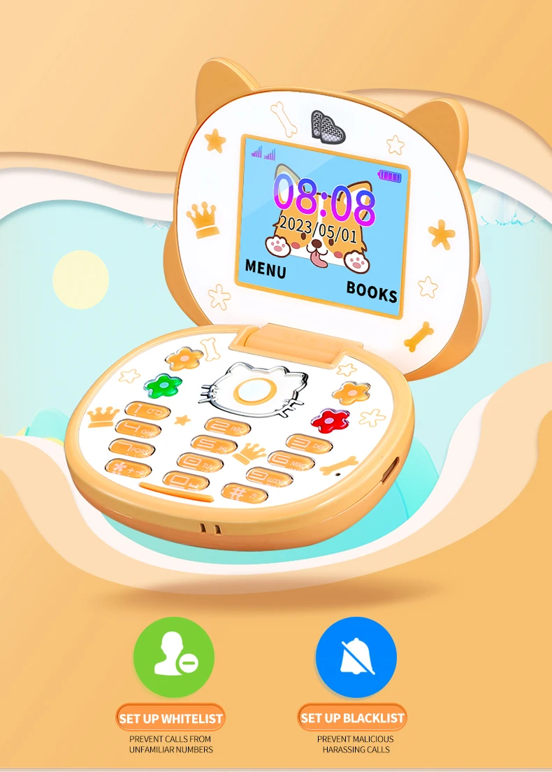 Cute Mini Koki Mobile Phone Flip Cartoon Kids Children Dual Sim 2G GSM Keyboard Botton MP3 Player Unlocked New Cellphone