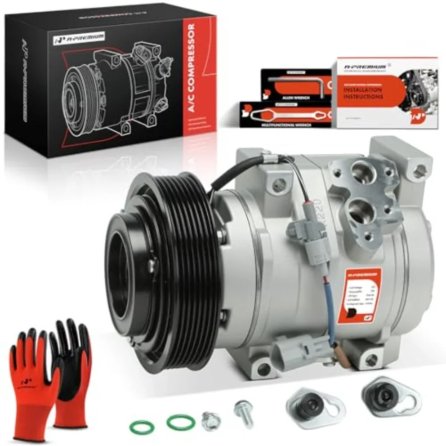 

Air Conditioner AC Compressor with Clutch for Toyota Camry 2.4L 2002-2006, Highlander 2001-2007, Solara 2002-2008, metal housin