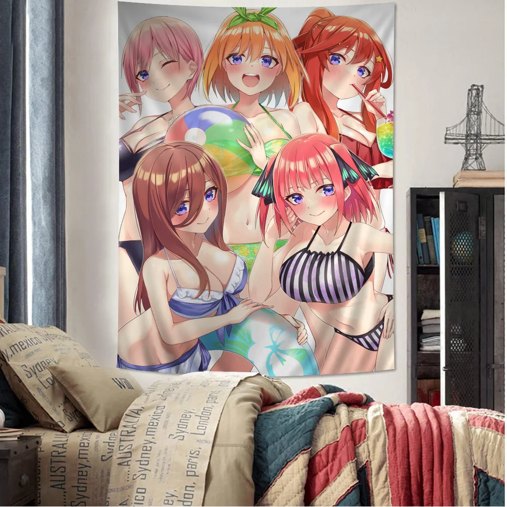 The Quintessential Quintuplets Cartoon Tapestry Hippie Flower Wall Carpets Dorm Decor Art Home Decor