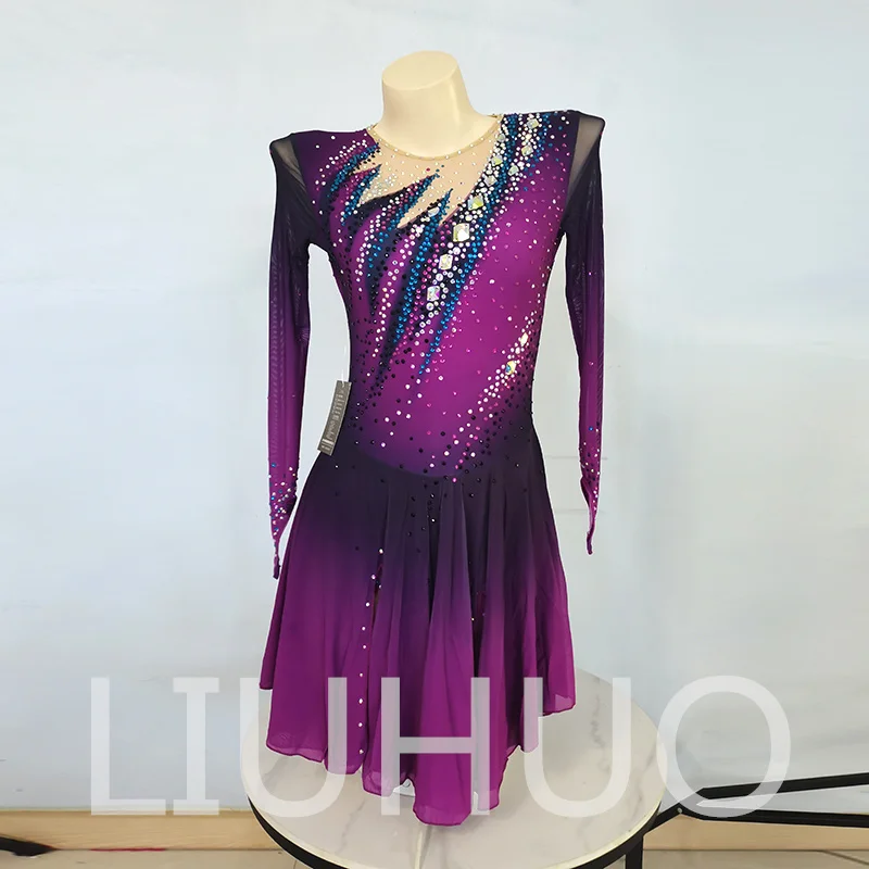 LIUHUO Ice Figure Skating Dress Girls Women Teens Stretchy Spandex Competition Wholesale