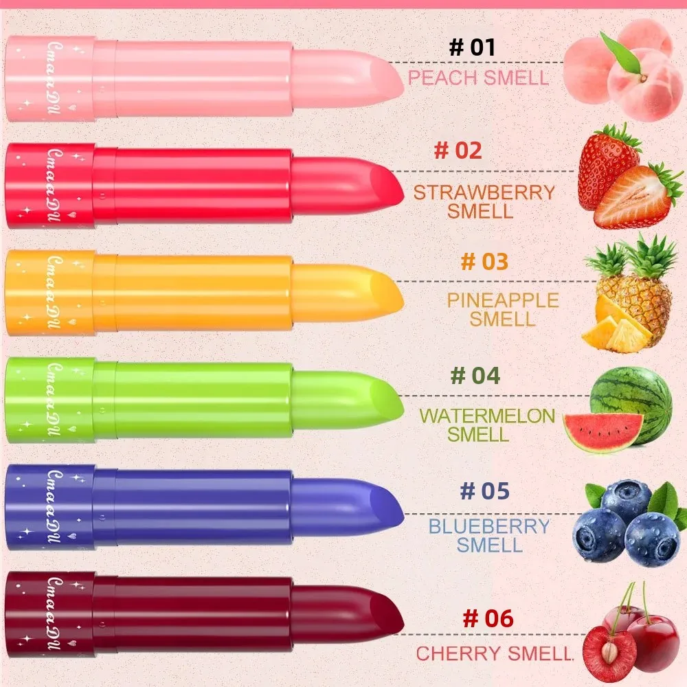 CmaaDu 6-farbiger, glänzender, wechselnder Lippenstift, wasserfester, getönter Lippenbalsam, mit Frucht angereicherter, nährender Glanz für die feuchtigkeitsspendende Lippenpflege