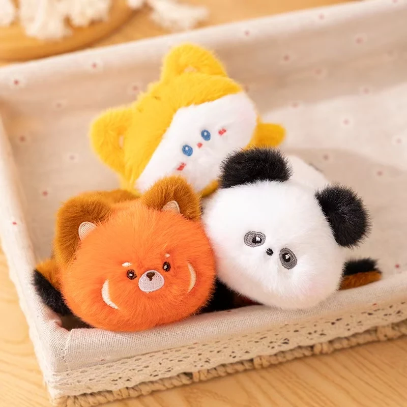 Cute flip animal toy Kawaii animal snap ring dinosaur chicken rabbit pig dog cat panda raccoon plush flip doll birthday gift