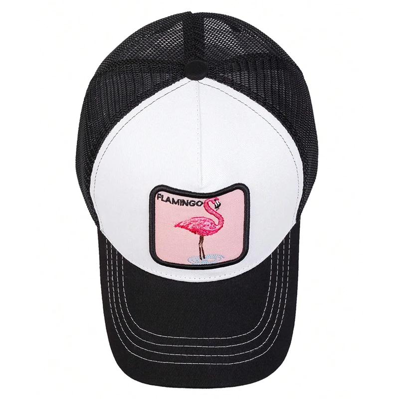 Unisex Flamingo Patch Embroidery Baseball Net Caps Spring Summer Outdoor Adjustable Casual Hats Sunscreen Hat