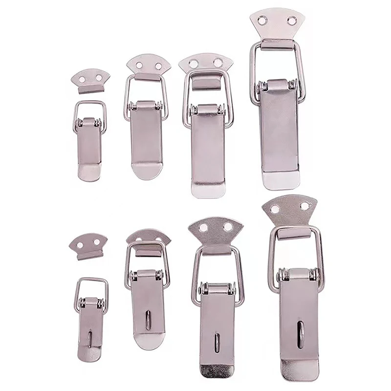 Stainless Steel Loaded Draw Toggle Clamp Hasps Latch Catch Duck-mouth Buckle Hook Wood Box Hasp Clamp Metal Spring Catch Clasp