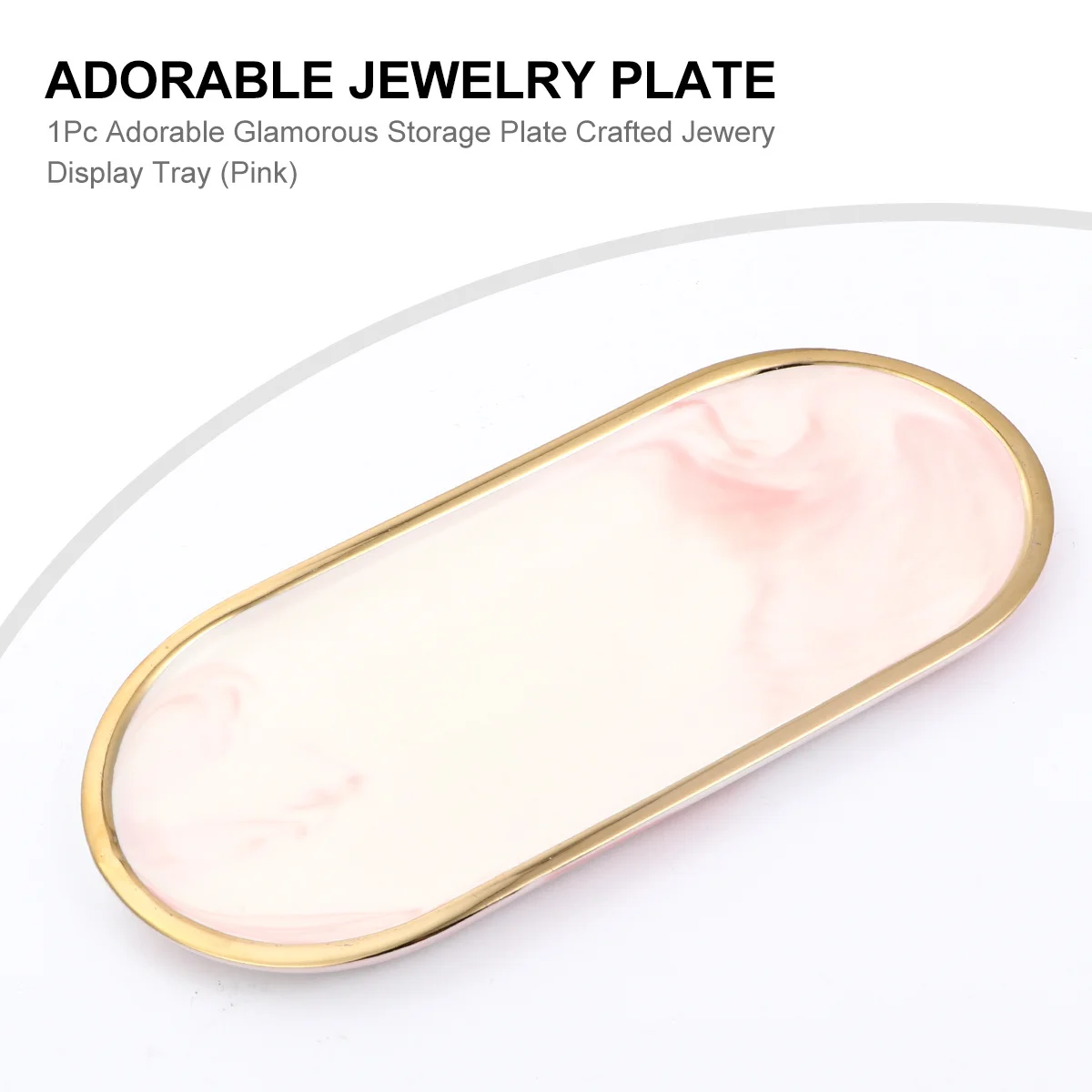 1 قطعة صينية مجوهرات السيراميك الوردي مادة صديقة للبيئة لوحة براقة متطورة لتزيين طاولة الزينة في غرفة النوم