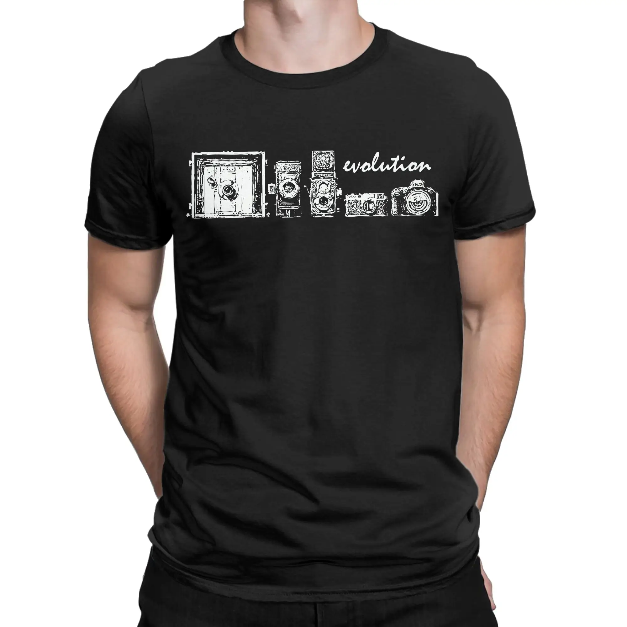 Men Evolution of the Camera Photography T Shirt Funny Photographer Cotton Clothing Round Collar Tee Shirt Plus Size T-Shirts