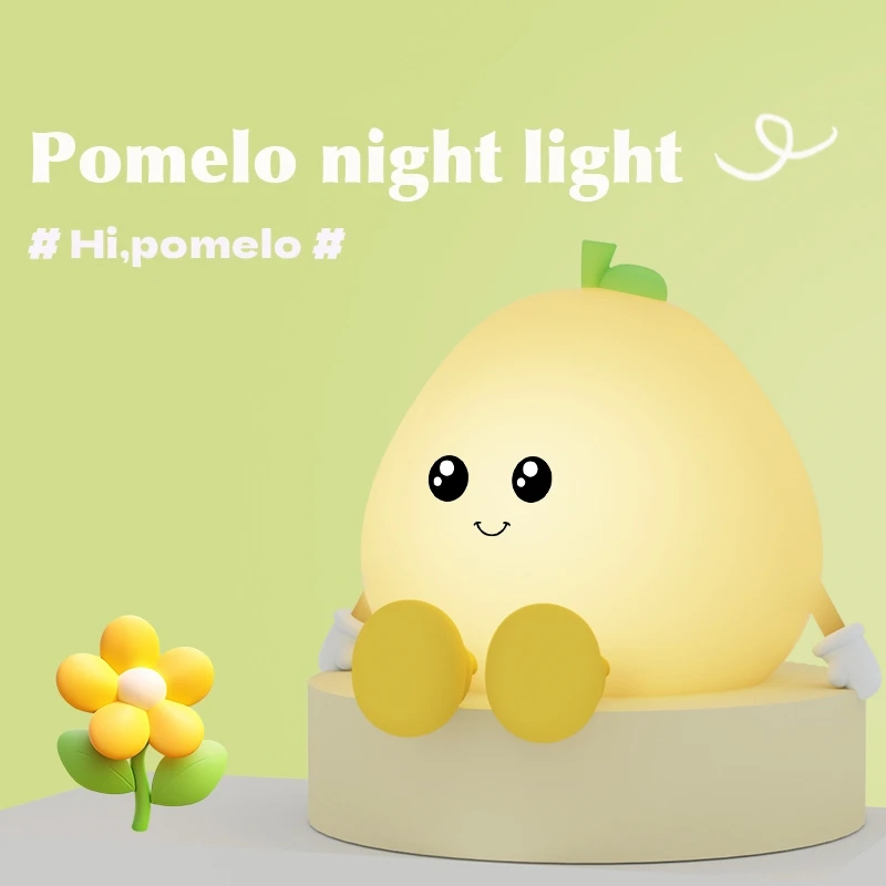 Creative Nightlight Silicone Eye Protection Lamp Three Gear Adjustable Mobile Phone Holder Tap Pomelo Silicone Night Light