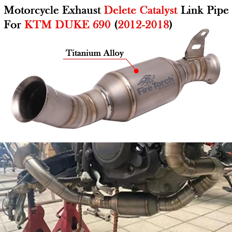 Titanium Alloy For KTM690 DUKE 690 2012 - 2018 Motorcycle Exhaust Modify Escape Moto GP Muffler Delete Catalyst Middle Link Pipe