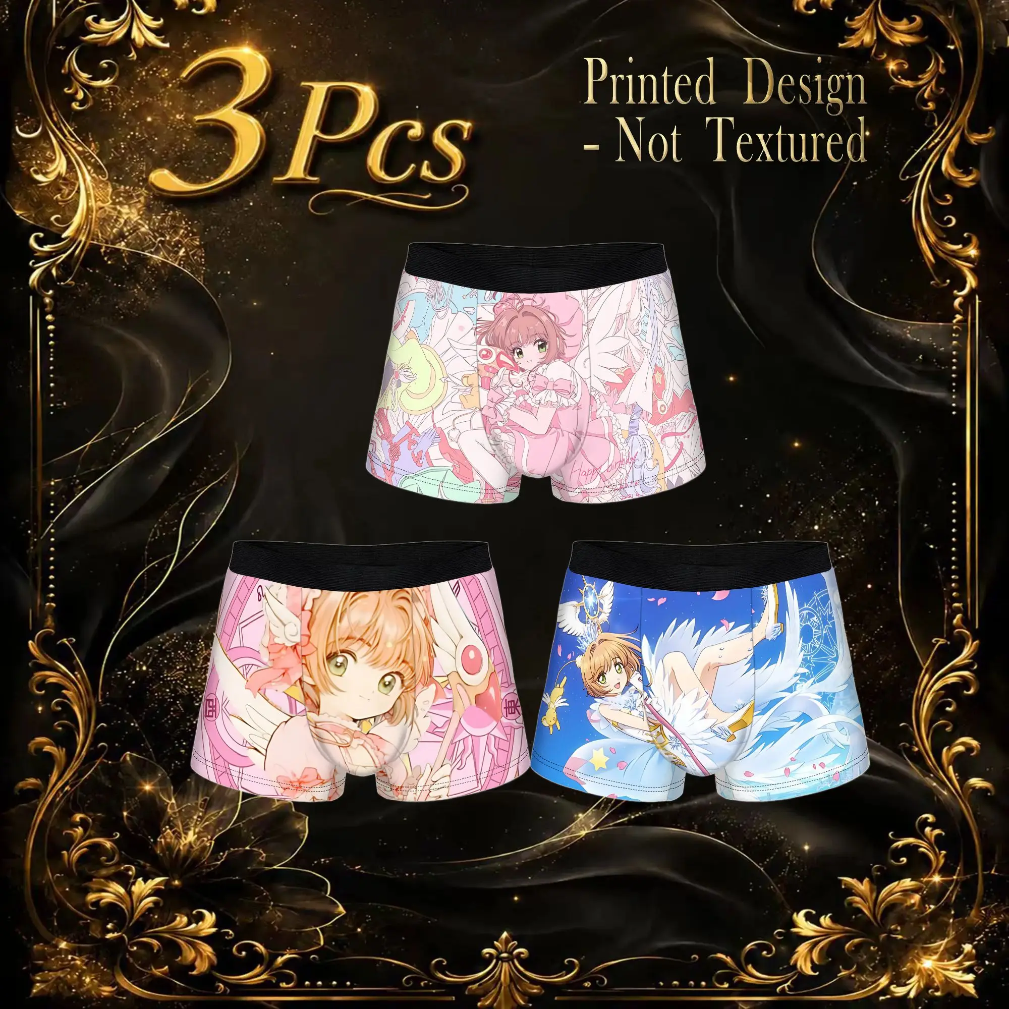 3Pcs  boxers Anime Cardcaptor Sakura Underpants Homme Panties Men Underwear Comfortable Shorts Boxer Briefs
