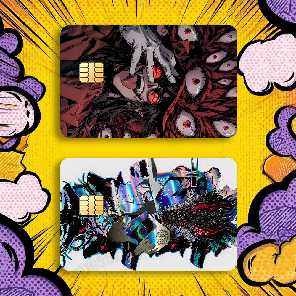 

Cartoon H-Hellsing Holographic Laser Shinny Film Skin Cover Sticker for Debit Credit Card Bank Card
