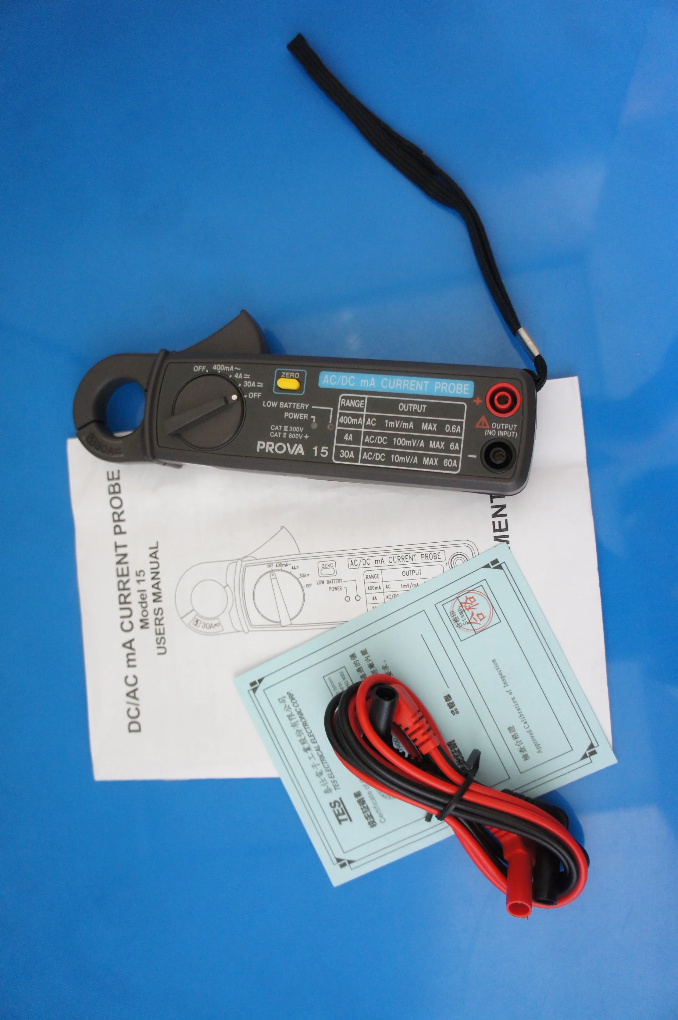 TES PROVA-15 AC/DC mA Current Probe | High-Resolution Clamp Meter & Leakage Current Tester DC 1 mA / AC 0.1 mA