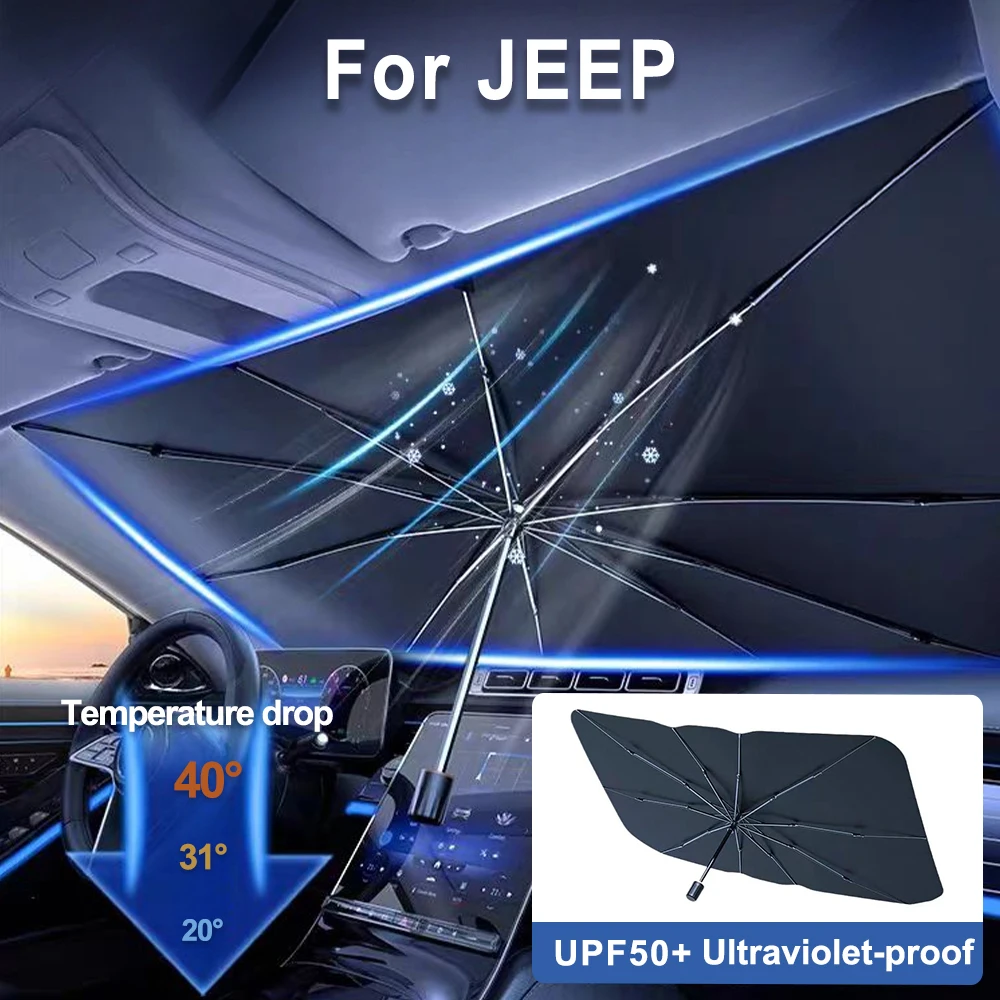 

For Jeep Chrysler 200 300 Dodge charger Grand Cherokee Wrangler Compass Renegade Car Windshield Sunshades Front Shading Umbrella