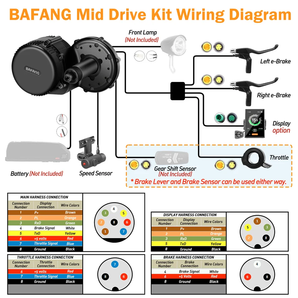 Bafang Ebike Mid Drive Motor UART M315 M615 M215 BBS01 BBS02B 36V 250W 350W 500W 48V 750W Electric Bicycle Motor No Battery image 8